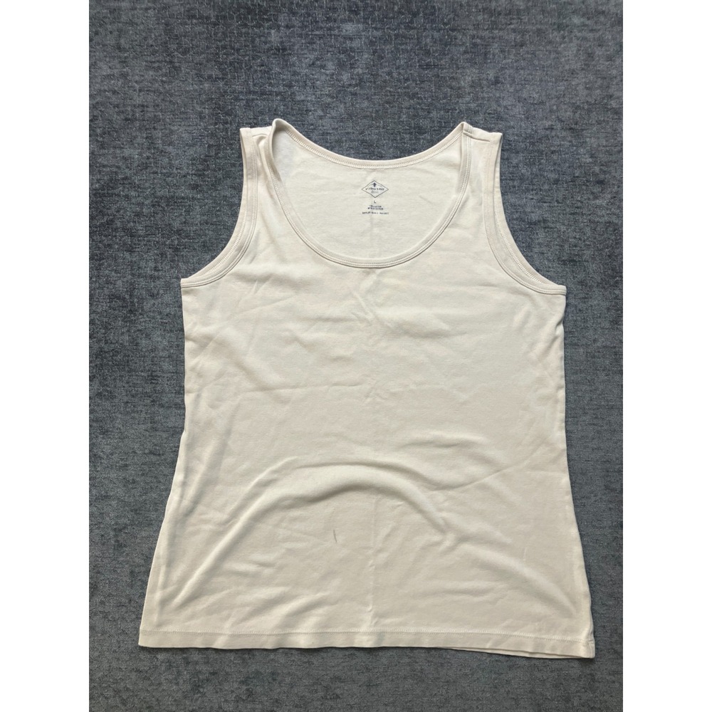 St John's Bay Tank Top Womens Large Beige Cotton Pullover Casual Scoop Neck